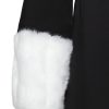A smart coat with detachable white faux fur sleeves - front view.