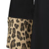 leopard fur sleeves on black womans coat